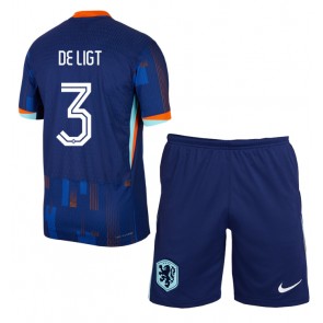 Holland Matthijs de Ligt #3 Udebanesæt Børn EM 2024 Kort ærmer (+ korte bukser)